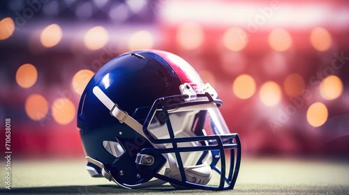 American football helmet on a blurred background