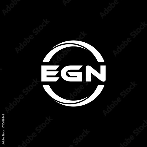 EGN letter logo design with black background in illustrator, cube logo, vector logo, modern alphabet font overlap style. calligraphy designs for logo, Poster, Invitation, etc. photo