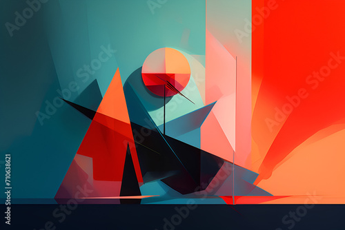 Geometrical multicolored background, minimalist coloured background | Ai generated