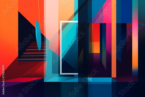 Geometrical multicolored background, minimalist coloured background | Ai generated