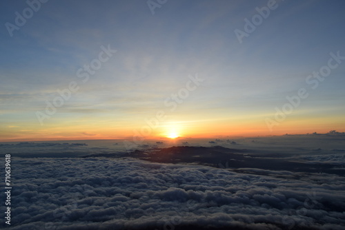 The morning son from the top of the Mount Fuji