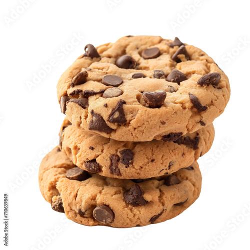 stack of chocolate chip cookies png isolated on a transparent background, sweets clipart 