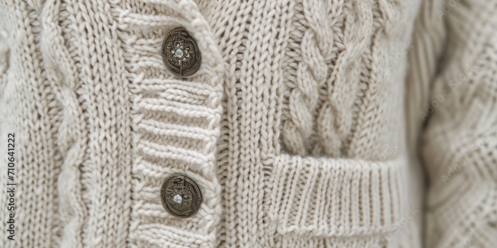 A detailed view of a sweater with buttons. Versatile and cozy, perfect for any casual or formal occasion A detailed view of a sweater with buttons. Versatile and cozy, perfect for any casual or formal occasion