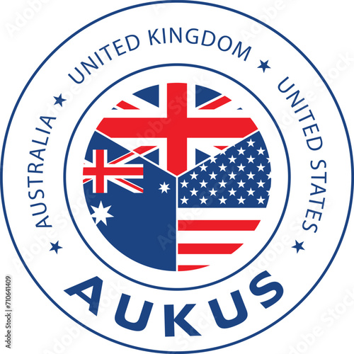 Aukus alliance logo, trilateral security partnership for the Indo-Pacific region, vector illustration