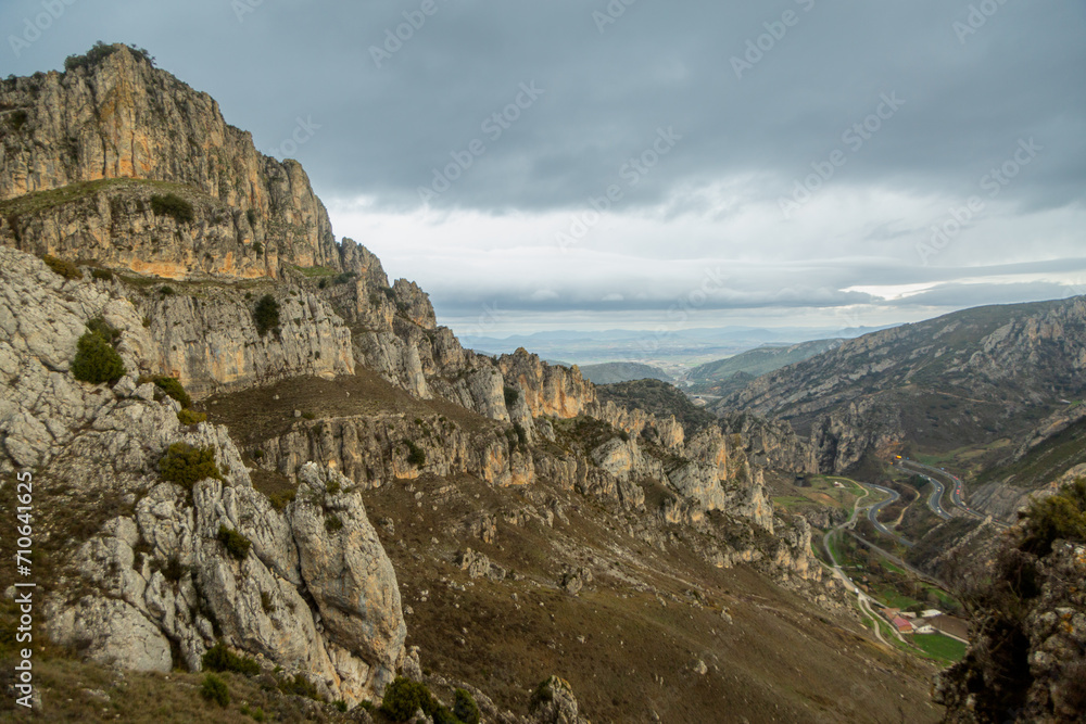 Rocks for climbing and Pancorbo viewpoint. Area of mountains and plateau of Burgos