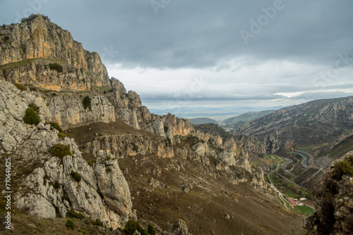 Rocks for climbing and Pancorbo viewpoint. Area of mountains and plateau of Burgos