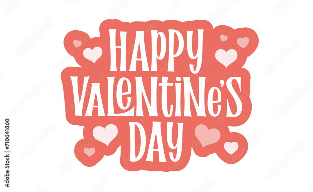 Happy valentine's sticker design. Valentines love banner text design. - obrazy, fototapety, plakaty 
