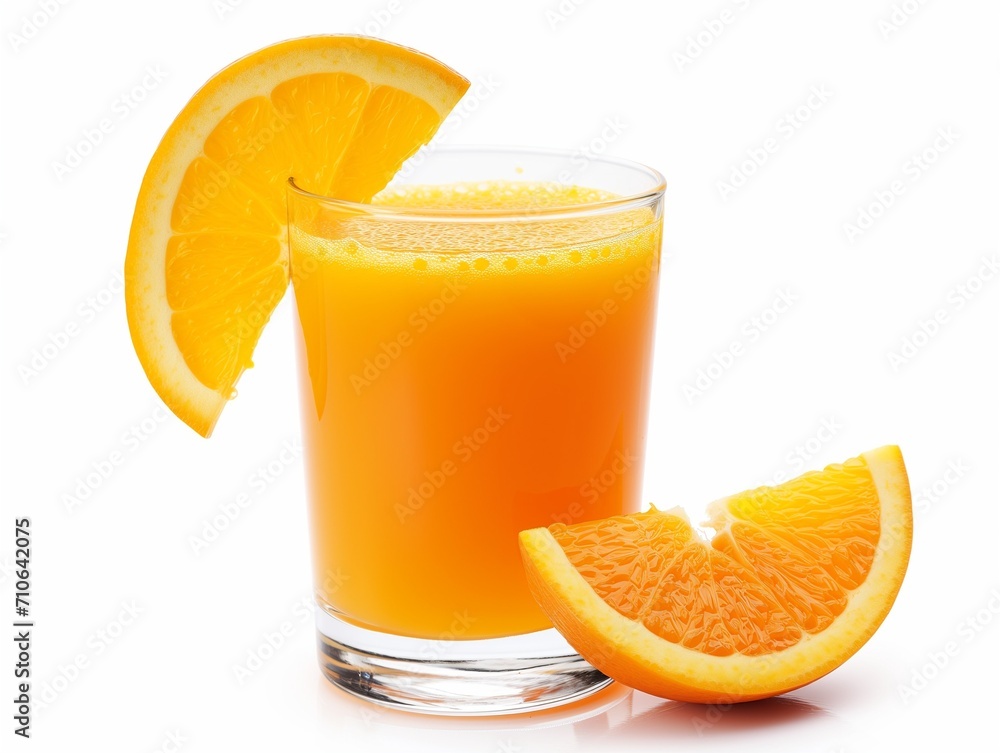 Design mockup. Orangeade drink in a clear glass, garnished with a slice of orange,white background. Generative AI Design mockup. Orangeade drink in a clear glass, garnished with a slice of orange,white background. Generative AI