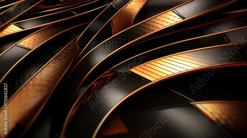 Motor sport background, modern abstract lines and waves textured black and gold © Kùmo