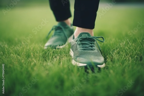 running shoes on grass photo