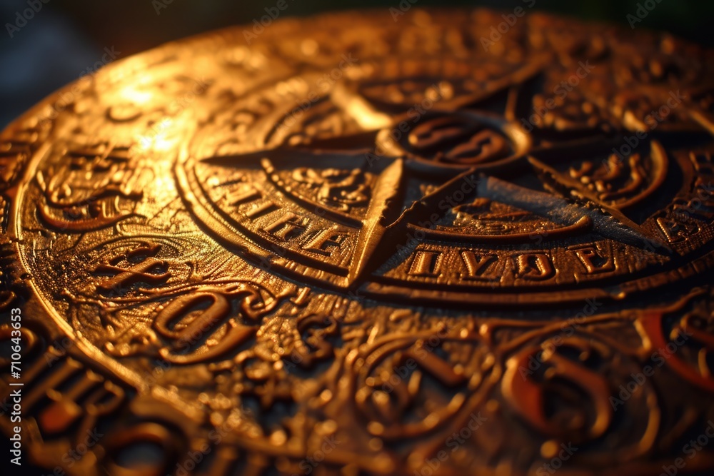 A close up shot of a gold clock resting on a table. Suitable for time management or interior design themes A close up shot of a gold clock resting on a table. Suitable for time management or interior design themes