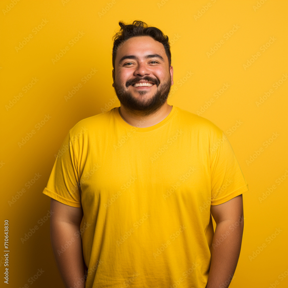 Obraz premium Plus size man on yellow background.