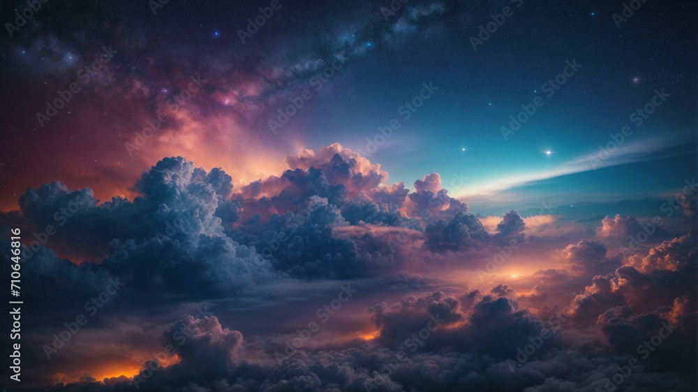 space night sky with cloud and star, abstract background. High quality photo