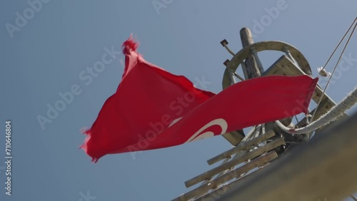 Tunisia flag on the ship's mast