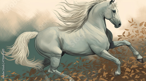 Illustration of a pale sage grey horse from Revelation