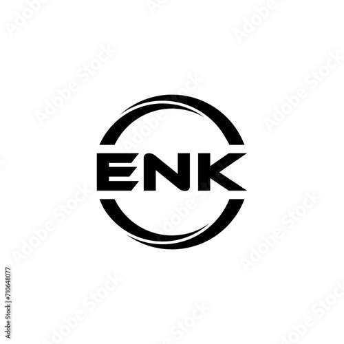 ENK letter logo design with white background in illustrator, cube logo, vector logo, modern alphabet font overlap style. calligraphy designs for logo, Poster, Invitation, etc.