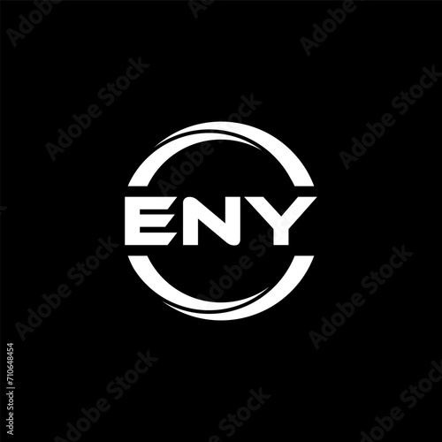 ENY letter logo design with black background in illustrator, cube logo, vector logo, modern alphabet font overlap style. calligraphy designs for logo, Poster, Invitation, etc. photo