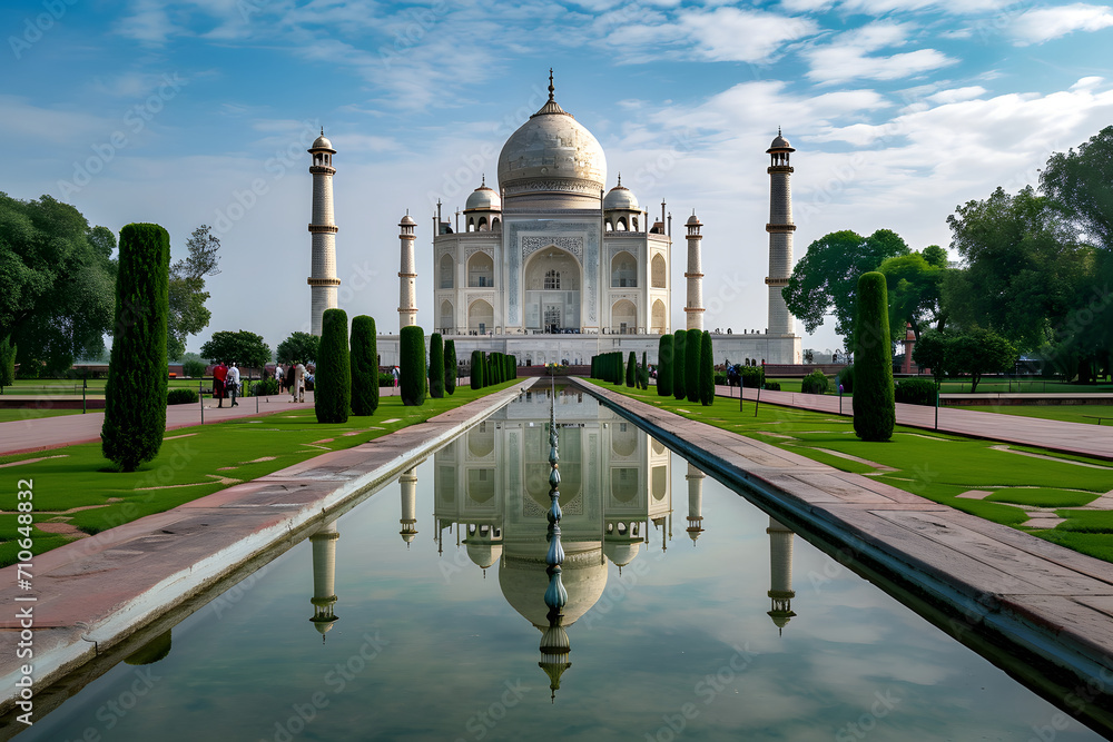 Obraz premium Taj Mahal: Zeitlose Eleganz in marmorierter Pracht