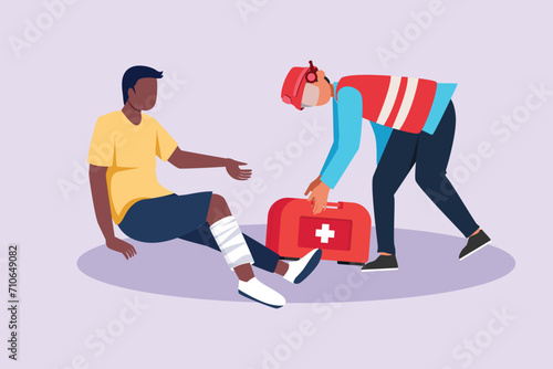 First aid, emergency concept. Colored flat vector illustration isolated.