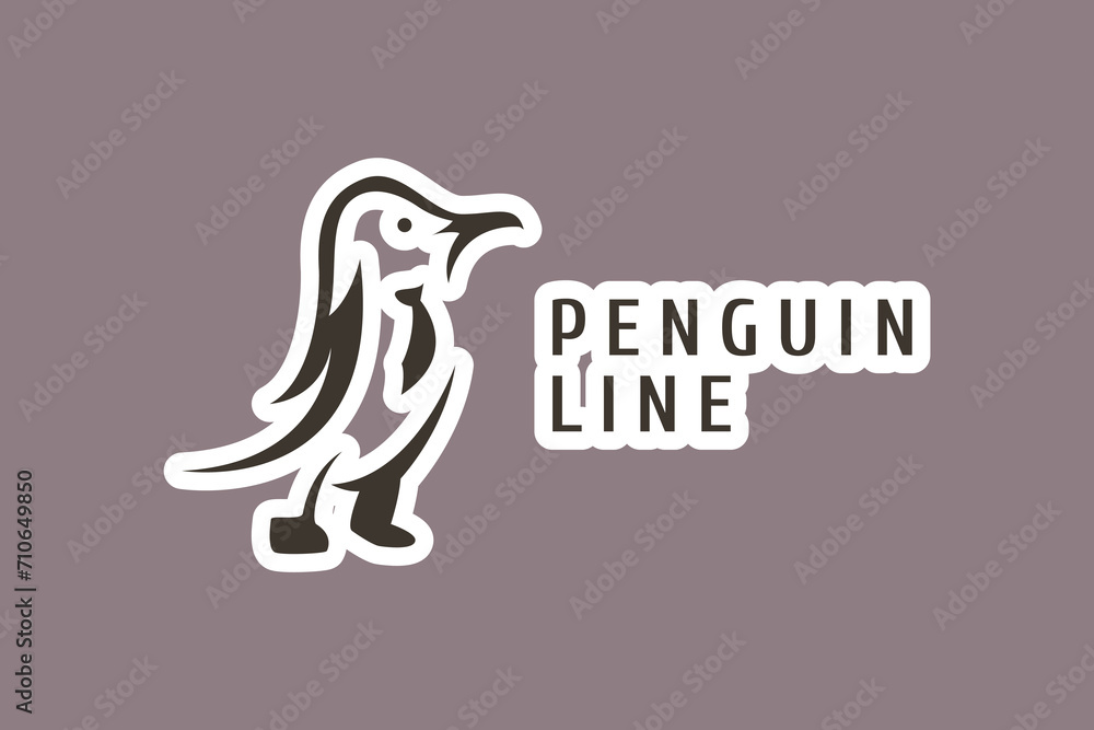 Penguin with Tie Sticker vector logo design. Penguin sticker vector logo design. Penguin icon vector design. Symbol logo illustration.
