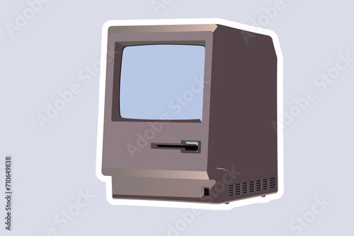 Macintosh flat sticker design vector illustration. Technology objects icon concept. Digital Macintosh sticker design logo. 