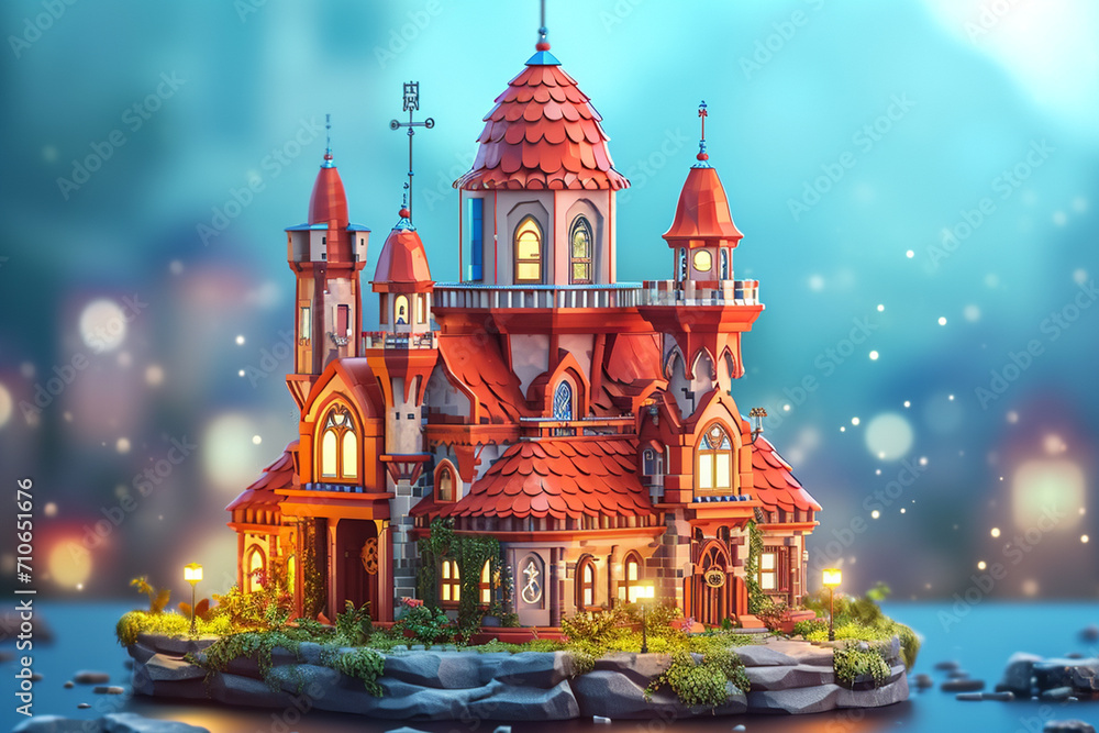 Fototapeta premium Game background 3d stylish architecture illustration
