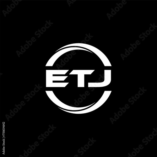 ETJ letter logo design with black background in illustrator, cube logo, vector logo, modern alphabet font overlap style. calligraphy designs for logo, Poster, Invitation, etc. photo