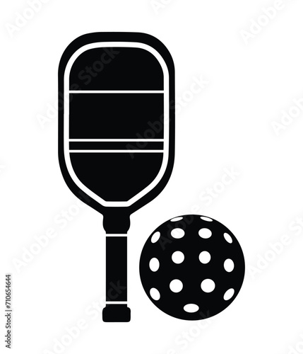 Pickleball Paddle and Ball Black Vector. You can use it as club logo, banner design etc.