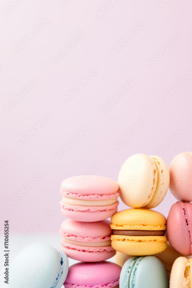 Macaroons stacked on pink background Macaroons stacked on pink background
