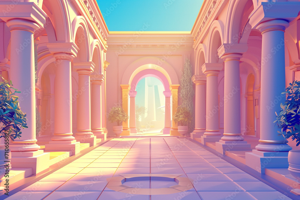 Fototapeta premium Game background 3d stylish architecture illustration