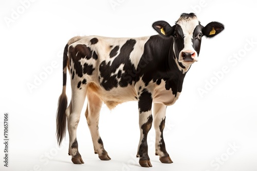Black and white calf isolated on white background.