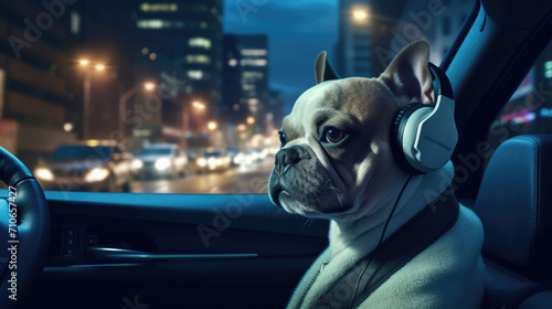 A musical canine,  grooving in the car and adding a hiphop touch to the journey photo