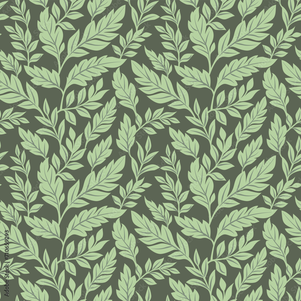 Fototapeta premium Seamless pattern with leaves. Vector botanical background