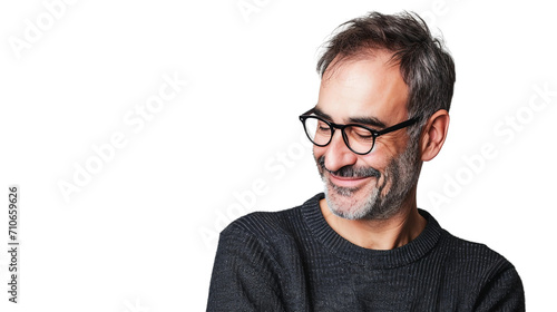 Frenchman Smiles Gazing Down on a transparent background