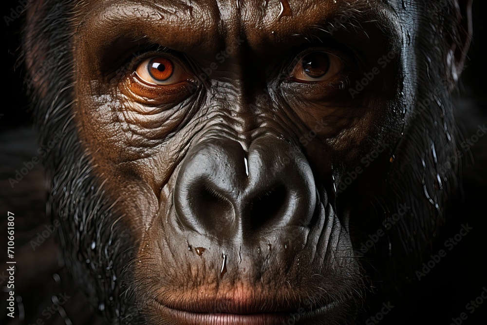Close-up portrait of a gorilla in the wild. Close-up portrait of a gorilla in the wild.