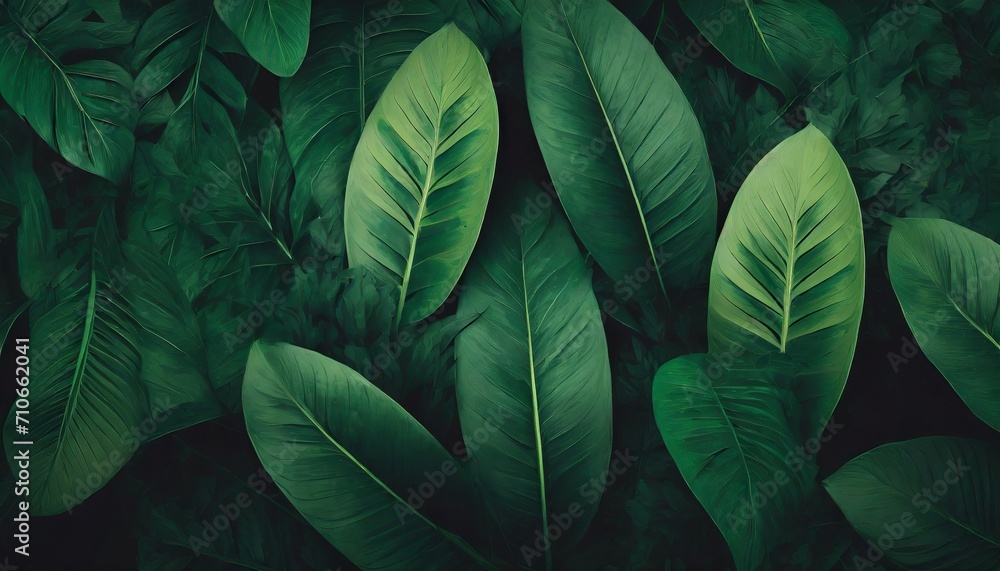 tropical leaves texture abstract nature leaf green texture background vintage dark tone picture can used wallpaper desktop illustration - obrazy, fototapety, plakaty 
