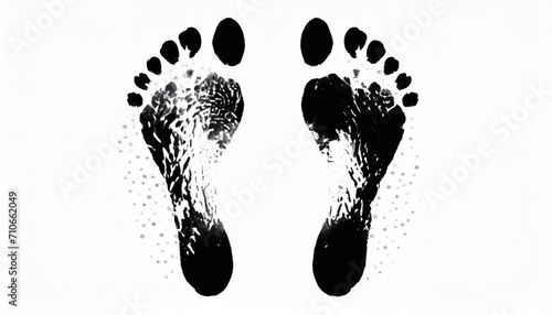 black human footprint white background isolated close up adult foot print pattern barefoot footstep silhouette mark two messy bare feet painted stamp ink drawing imprint sign symbol photo