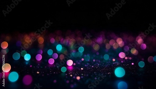 neon bokeh background with neon colors on black illustration photo