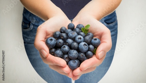a close up shot captures a person s hands holding a bunch of blueberries illustration photo