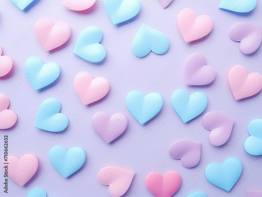 Fototapeta premium A card with hearts as a symbol of love on Valentine's Day in pastel colors