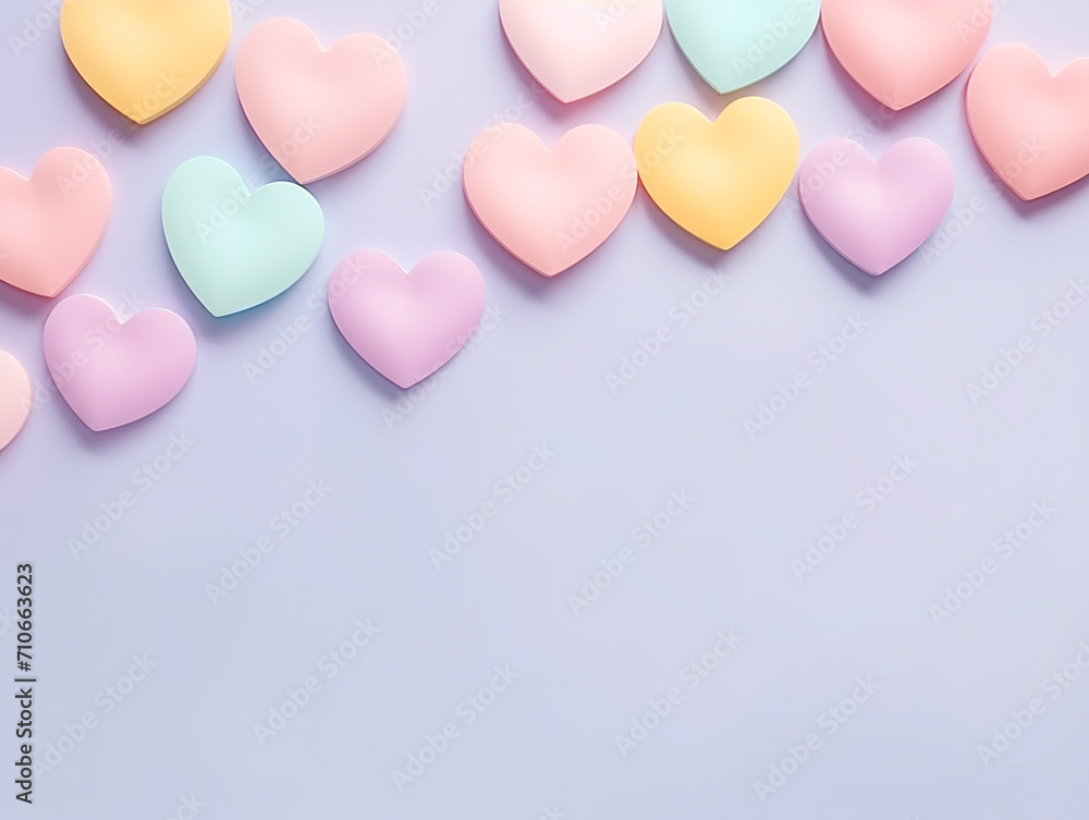 A card with hearts as a symbol of love on Valentine's Day in pastel colors A card with hearts as a symbol of love on Valentine's Day in pastel colors