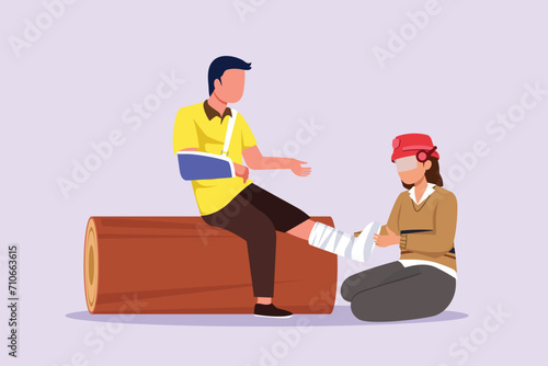 First aid, emergency concept. Colored flat vector illustration isolated.