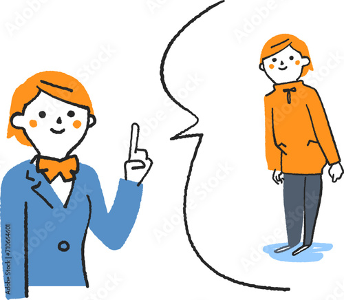 わたしはボランティア活動をしています　わたしはボランティア活動をするつもりです　　学生　イラスト素材
