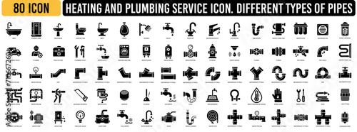 Set icons of plumbing and heating icon