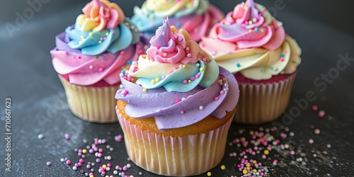 Beautiful colorful cupcakes for a children's party 
