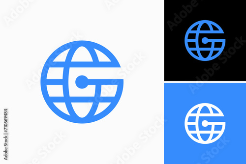 letter G with globe Vector Logo Premium