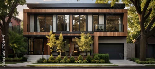 Contemporary modular private townhouses with sleek and stylish residential architecture exterior