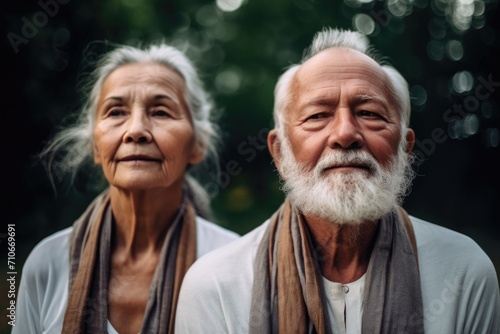portrait of a senior couple in yoga postures together