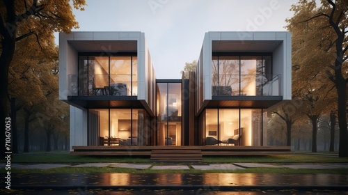 Contemporary modular private townhouses  exquisite residential architecture exterior design © Ilja