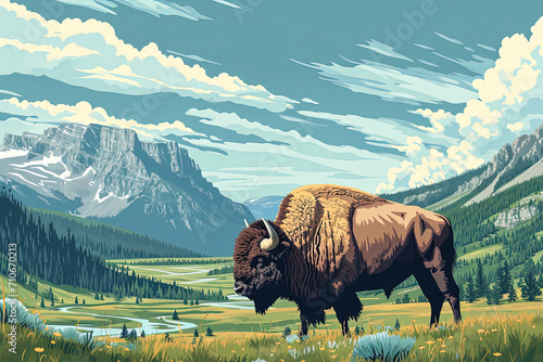Yellowstone Wonders - Ultradetailed Illustration for Banners, Covers, and More © Yannick